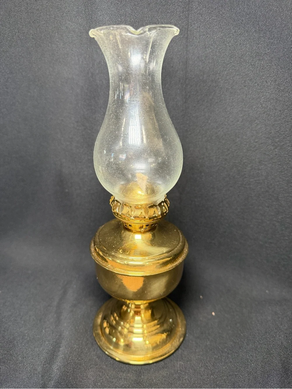Vintage Brass Table Oil Lamp 9.5” Made In India